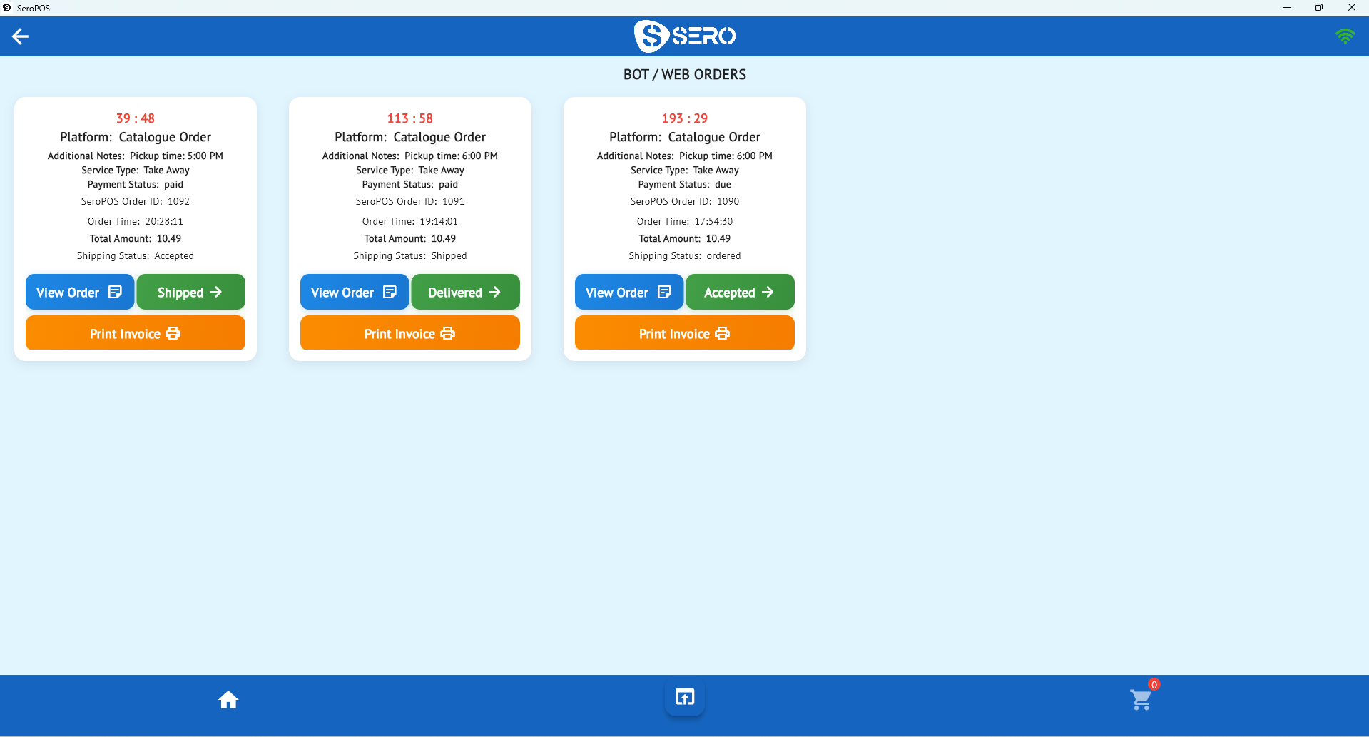 AI phone and web orders arriving in the POS order queue